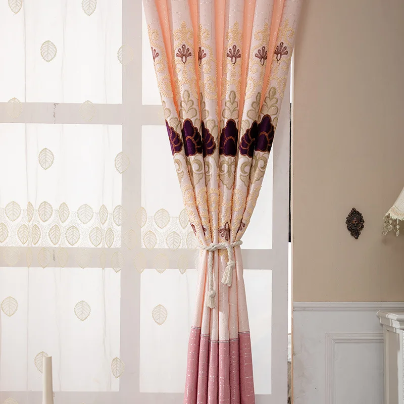 Современные Простые розовые вышитые шторы для гостиной столовой спальни. | Дом и