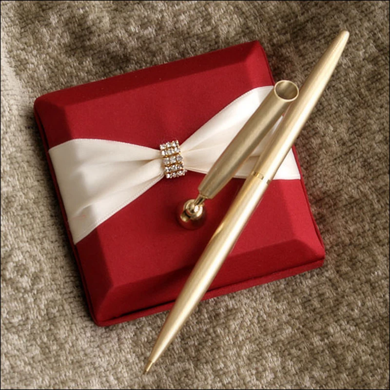 5 шт./компл. Красное Атласное свадебное кольцо с кристаллами подушка гостевая