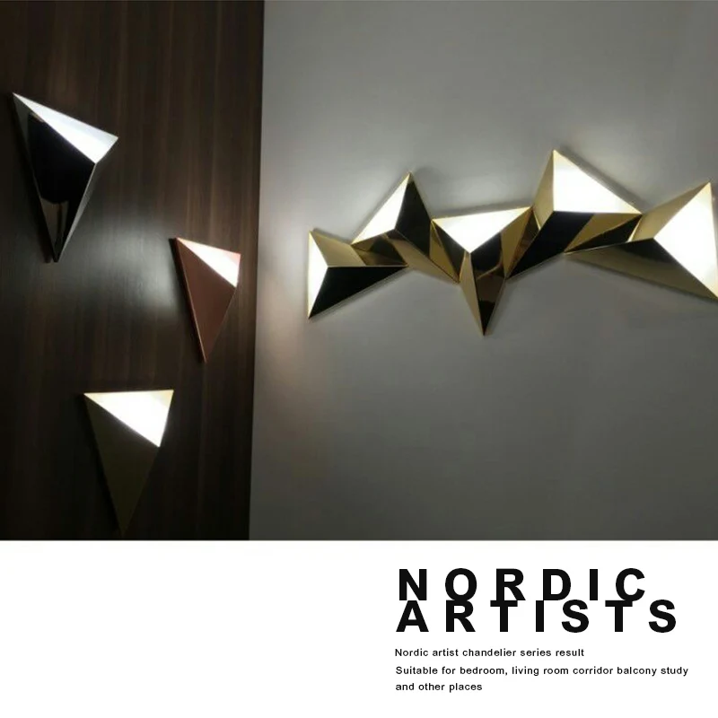 Современная светодиодная настенная лампа 3 Вт алюминиевый корпус треугольный