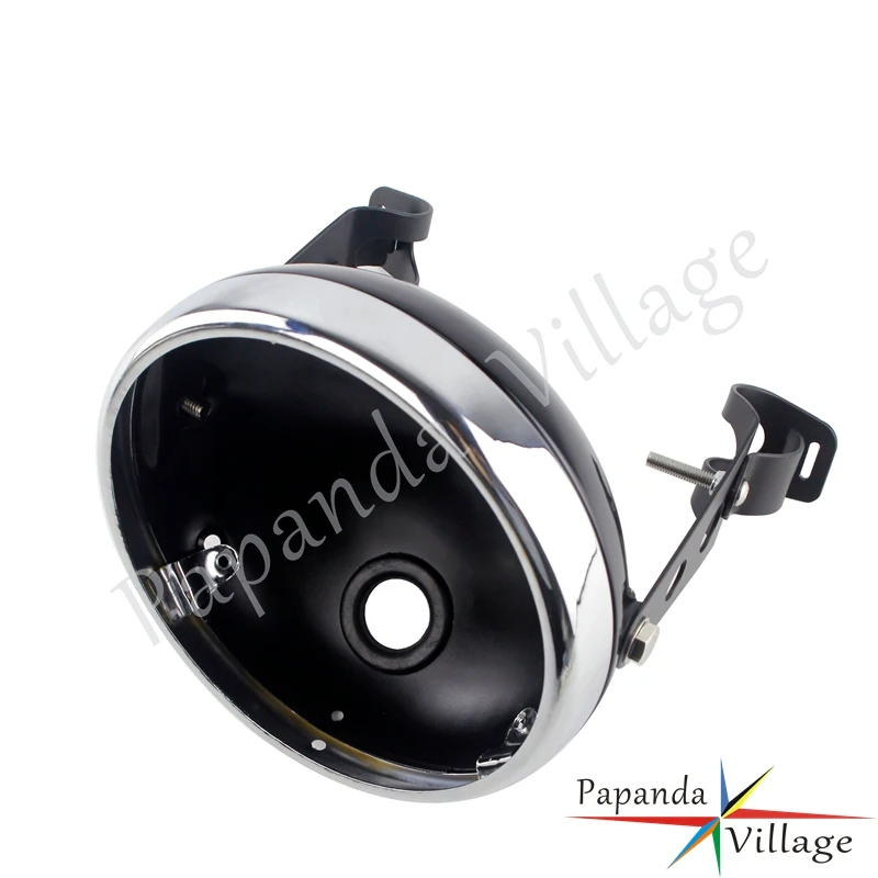 

Chrome Black 7" Motorcycle Headlight Housing Cover Bucket With Bracket Cafe Racer Headlamp Shell for Harley Dyna Heritage FLSTN