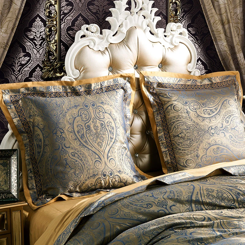 Высококачественный хлопковый атласный жаккардовый Комплект постельного белья 4