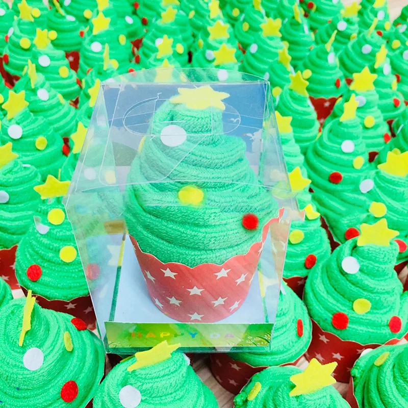 

Merry Christmas Cupcake Cotton Towel Natal Noel New Year Decoration Christmas Decorations Kids Children Gift For Home Bathroom