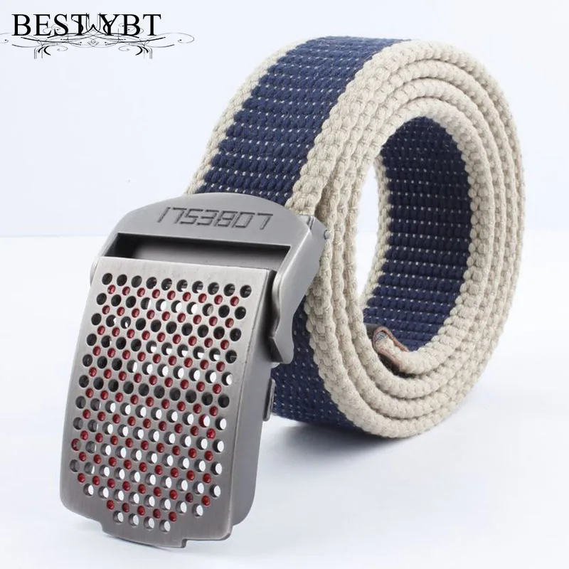 

Best YBT New Unisex Belt Canvas Alloy Automatci buckle Men and Women Belt Waist Tactical Adjustable Outdoor Unisex Belt