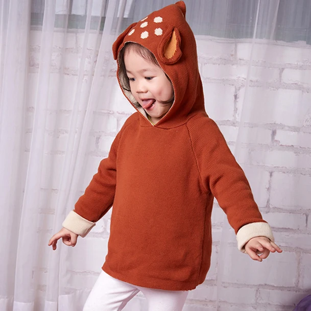 Children 's sweater Rutao Xuan autumn and winter new thick plus brown bear baby cotton hand |