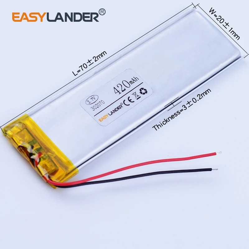302070 3 7 V 420mAh литий-полимерный литий-ионный аккумулятор для mp3 mp4 mp5 gps Bluetooth динамик