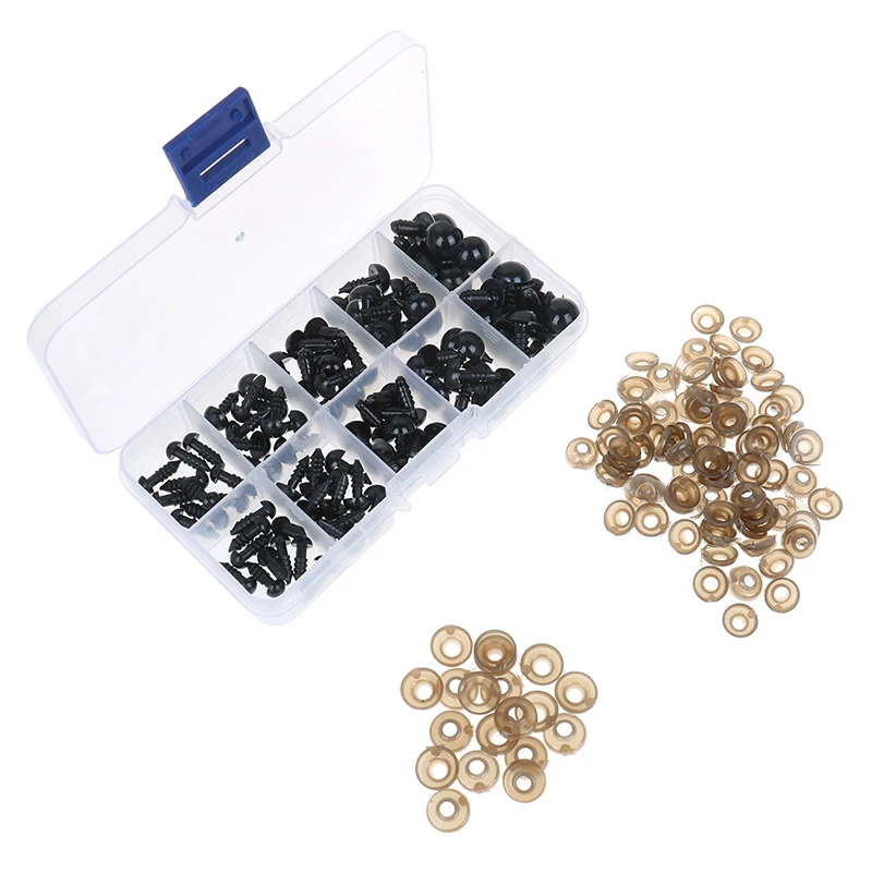 

100pcs DIY 6-12mm Black Plastic Crafts Safety Eyes for Bear Soft Toy Animal Doll Accessories