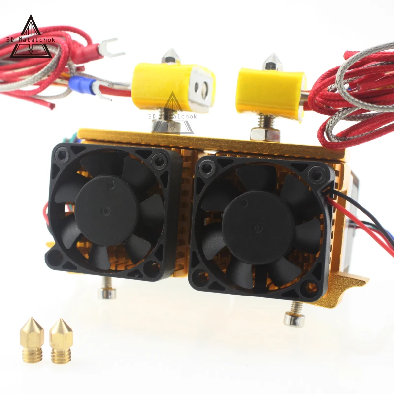 Hot!MK8 Extruder Stainless steel+Brass 0.4mm Nozzle 1.75MM Filament Double Dual Print Head Hotend for ABS PLA 3D Printer | Компьютеры и