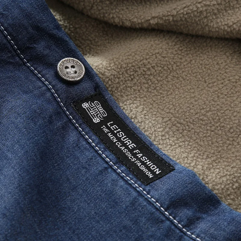 ZHAN DI JI PU BRAND Men Winter Warm Fleece Liner Thicken Shirt Denim Jeans 90 | Мужская одежда