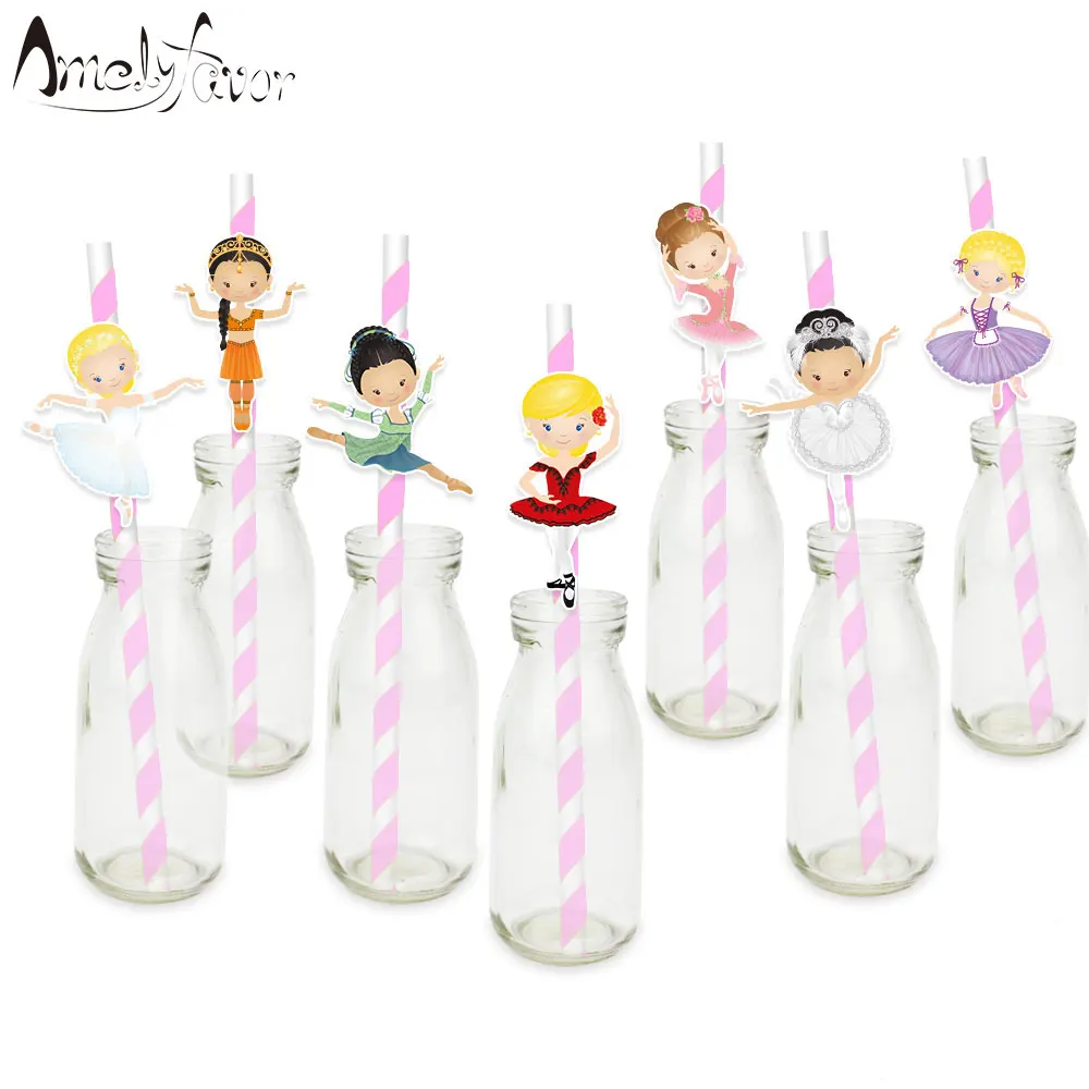 

Ballerinas Theme Party Paper Straws Famous Ballet Girls Drinking Paper Straws Festival Event Birthday Party Decorations Supplies