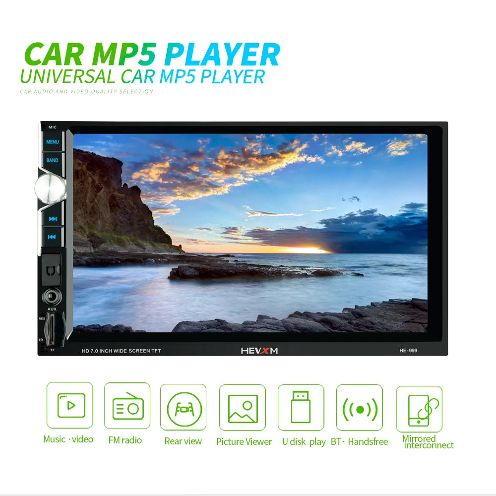 HEVXM 2 Din Универсальное автомобильное радио 7 ''HD плеер Bluetooth Авто аудио стерео