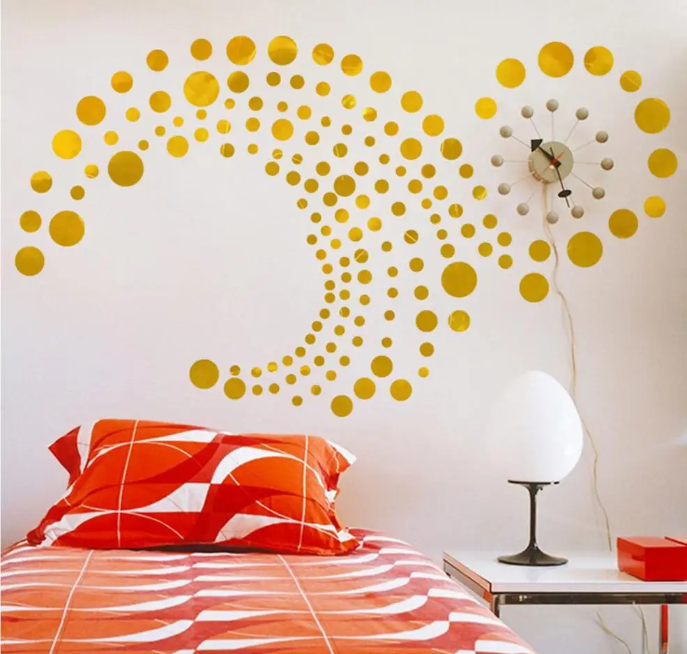 

Free shipping variety of sizes gold vinyl Wall Sticker Decal Art-polka dots, gold polka dots for wall