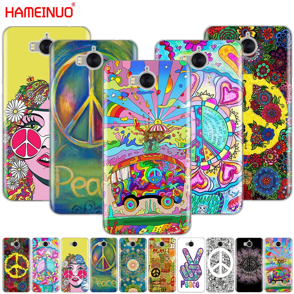 Фото Чехол для мобильного телефона HAMEINUO Hippie Psychedelic Art Peace huawei honor 3C 4X 4C 5C 5X6 7 Y3 Y6 Y5 2 II Y560 2017