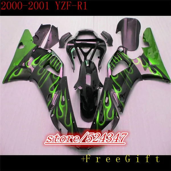 

Hey-Flames green fairings for YZF R1 2000 2001 motorcycle plastic kit YZFR1 00 01 1000 YZF-R1 fairing kits parts for Yamaha