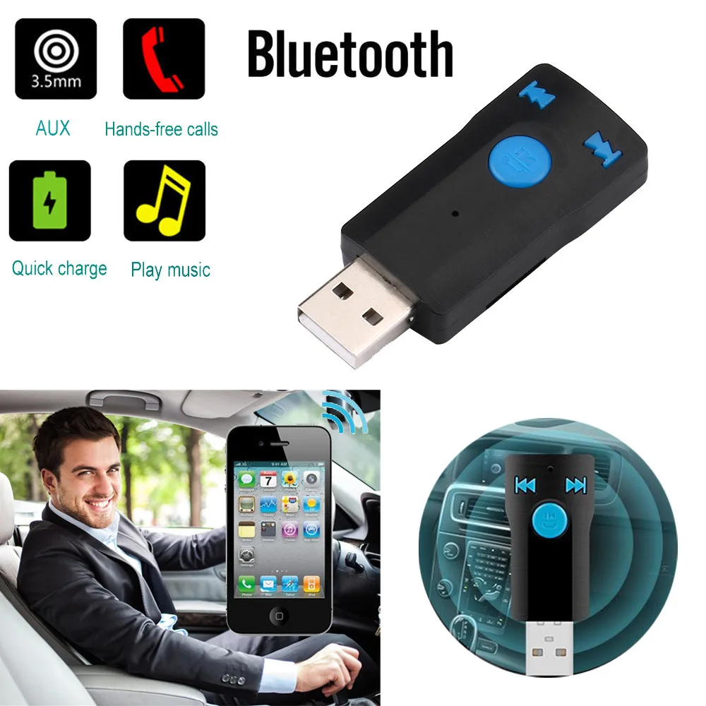 Комплект беспроводной связи Bluetooth для автомобиля AUX аудио USB приемник адаптер