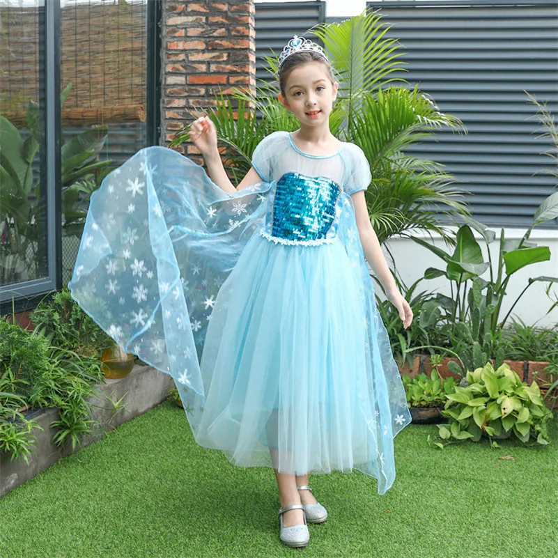 Бальное платье для девочек костюм принцессы костюмированной вечеринки Эльзы без