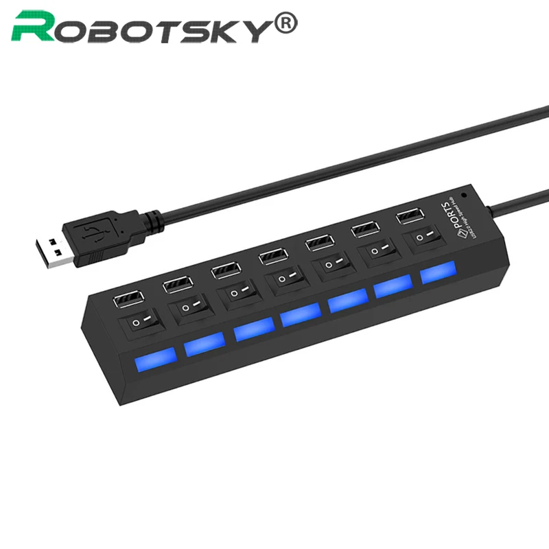 Высокая Скорость usb хаб 2 0 480 Мбит/с 7 Порты микро концентратор USB вкл/выкл