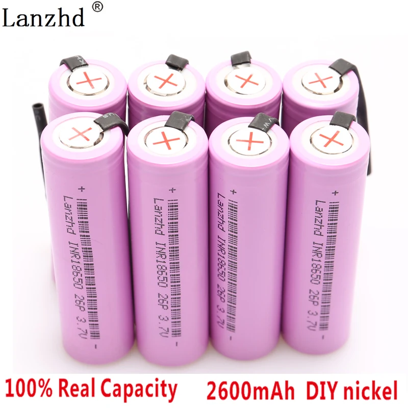 8PCS DIY 18650 Battery INR18650 Nickel sheets Rechargeable Batteries Li ion Discharge 2600mAh 3.7V for Remote control | Электроника