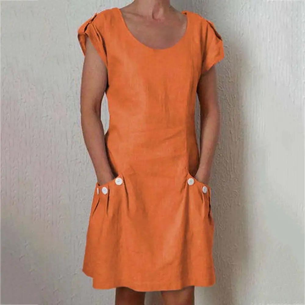 Женские повседневные однотонные плиссированные платья с круглым вырезом и