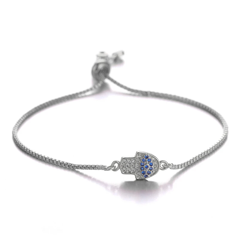White Gold Золотые браслеты, мужские ювелирные изделия, полый цветок, рука Фатимы, очаровательные браслеты, золотые цепочки, браслет для женщин - Окраска металла: White Gold