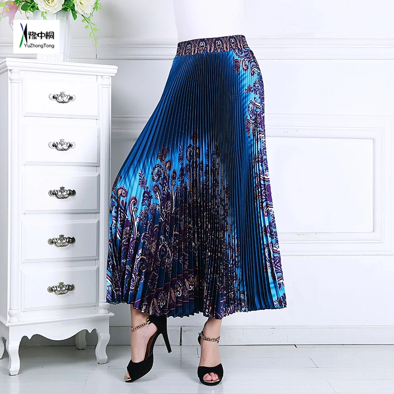 Женское плиссированное платье в национальном стиле Длинное свободное с высокой