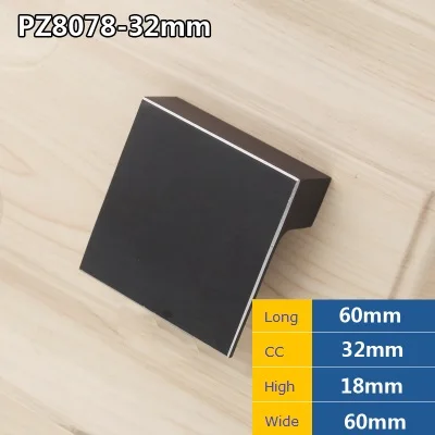 CC32L60mm Black 2 шт./лот квадратная алюминиевая мебельная Натяжная Рукоятка Ручка для шкафа мебель T дизайн лаконичный - Цвет: CC32L60mm Black