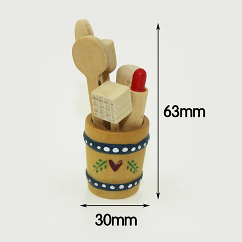

Wooden Kitchen Kitchenware Simulation Spoon Shovel Model Toy 1/12 Dollhouse Miniature Accessories for Doll House Decoration