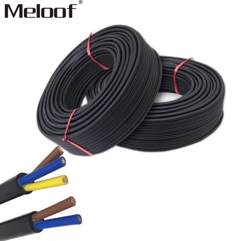 10 м резиновый мягкий кабель 18 AWG 0,75 мм2 силовой провод 2/3 жилы контакты медный провод проводник Электрический YZW кабель черный