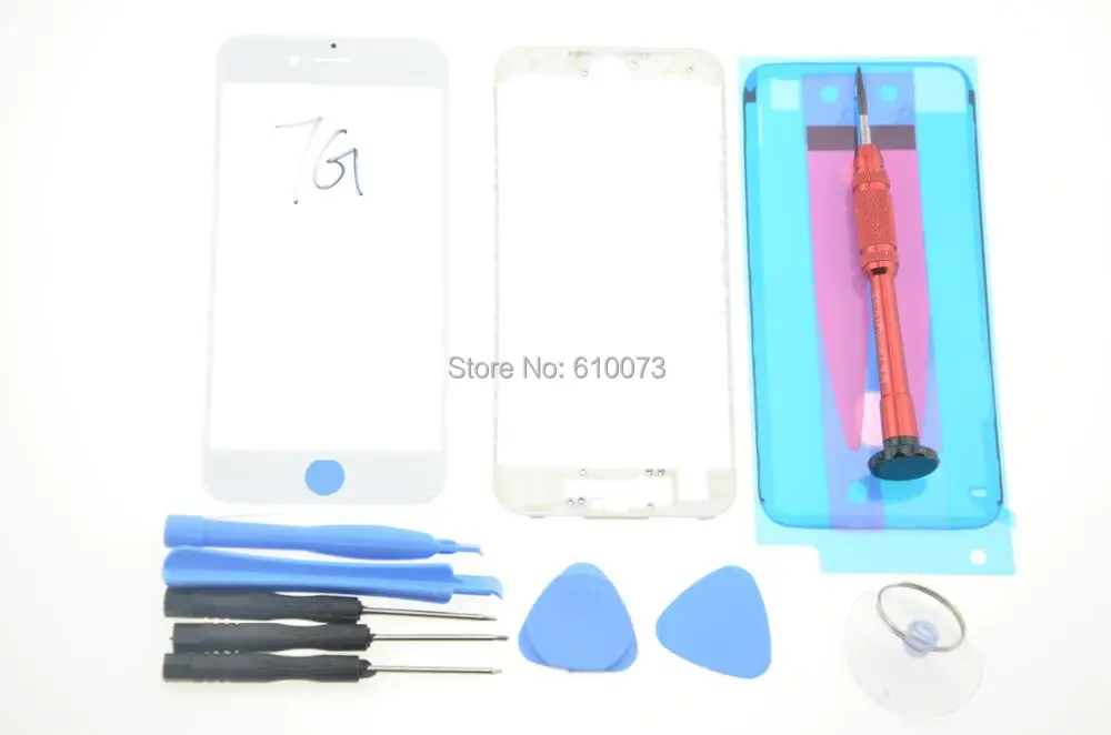 MAIJIEKE AAA для iPhone 8 7 6s plus экран Переднее стекло объектив + средняя рамка