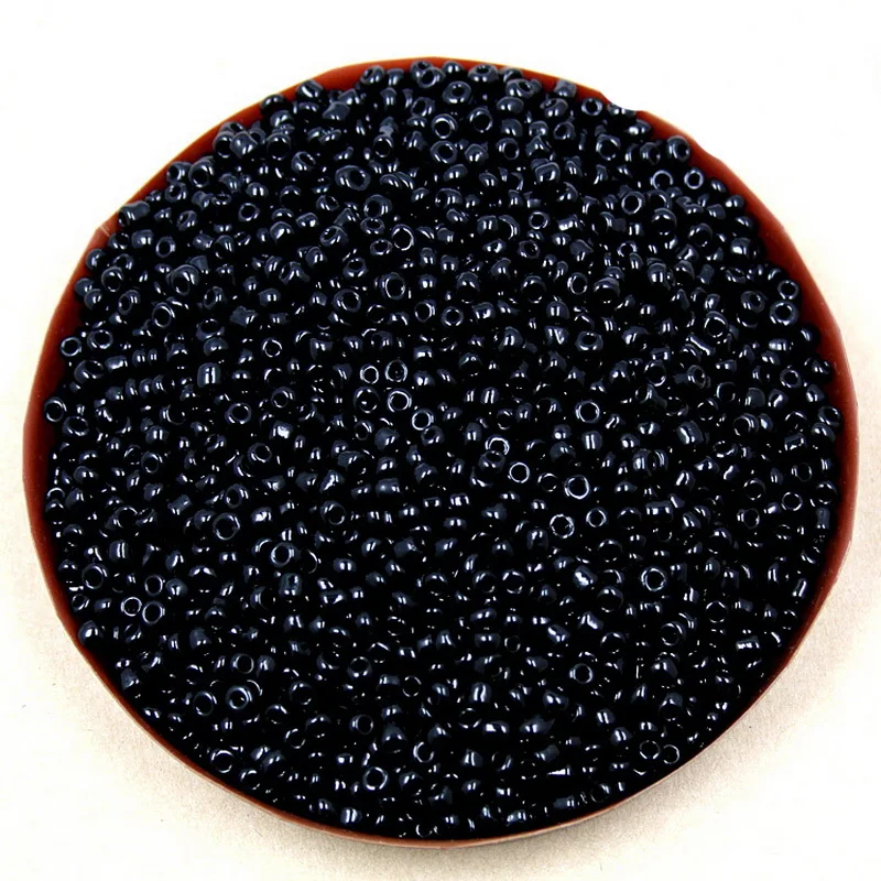 4 мм 40 г/лот однотонные черные стеклянные бусины с большим отверстием бисер