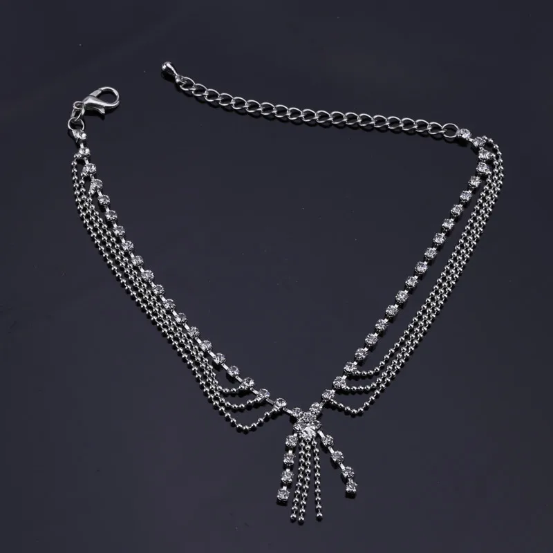 6 шт./лот модный металлический браслет на лодыжку со стразами и цепочкой|fashion