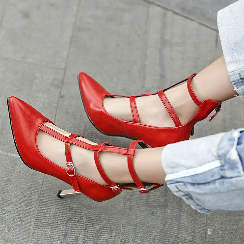QUTAA Party Shoes Platform Women Pumps Thin High Heel Pointed Toe All Match Wedding Shoes Zipper Ladies Pumps Size 34-43