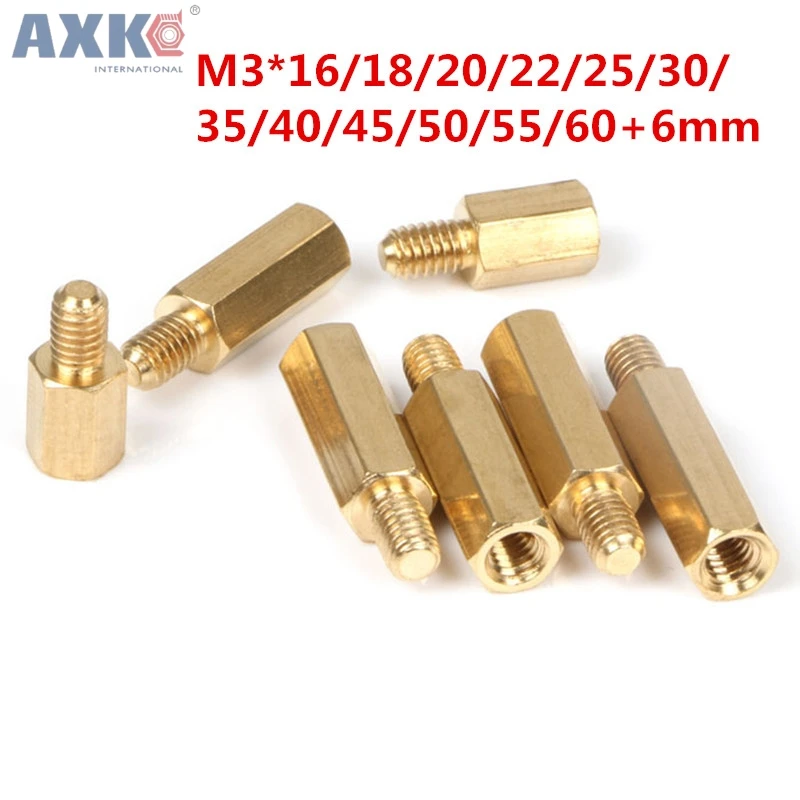 AXK 50 шт M3 * 16/18/20/22/25/30/35/40/45/50/+ 6 мм женский медный противостоящий Разделитель с