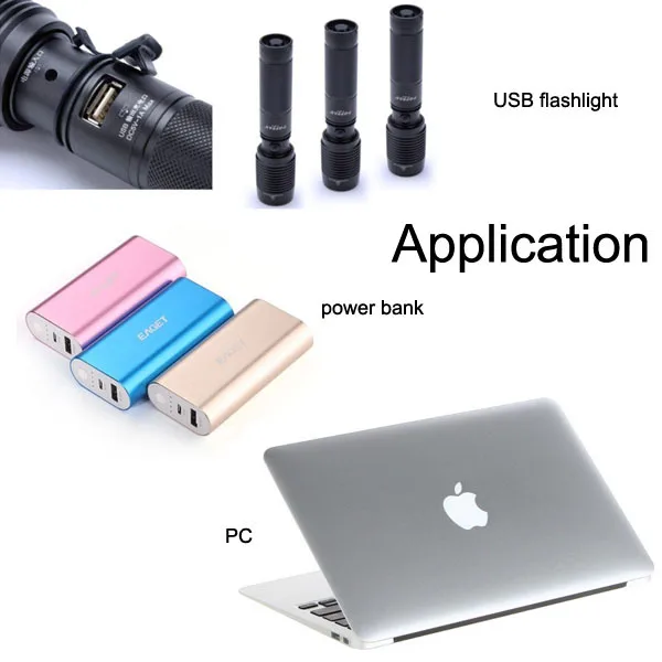 2015 2-4 Алюминий Файлы Черный Фонарик CE &amp RoHS USB Перезаряжаемый Светодиодный