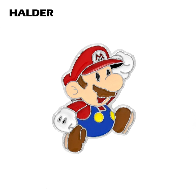 Игра halder Super Mario Bros Луиджи, гриб вопрос знак цветок броши Рыба значок с эмалью значок для рюкзака джинсовый брелок - Окраска металла: Mario