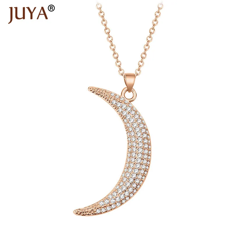 Женское Ожерелье с кулоном в виде полумесяца из меди и циркона|moon pendant necklace|necklaces