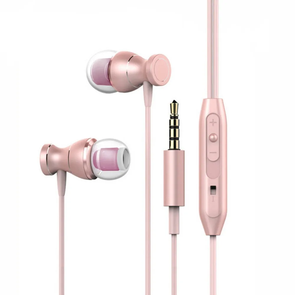 Rose Gold Проводные наушники-вкладыши 3,5 мм, водонепроницаемые магнитные спортивные стереозвуки с микрофоном, наушники, Бас-гарнитура для iPhone xiaomi MP4 - Цвет: Rose Gold