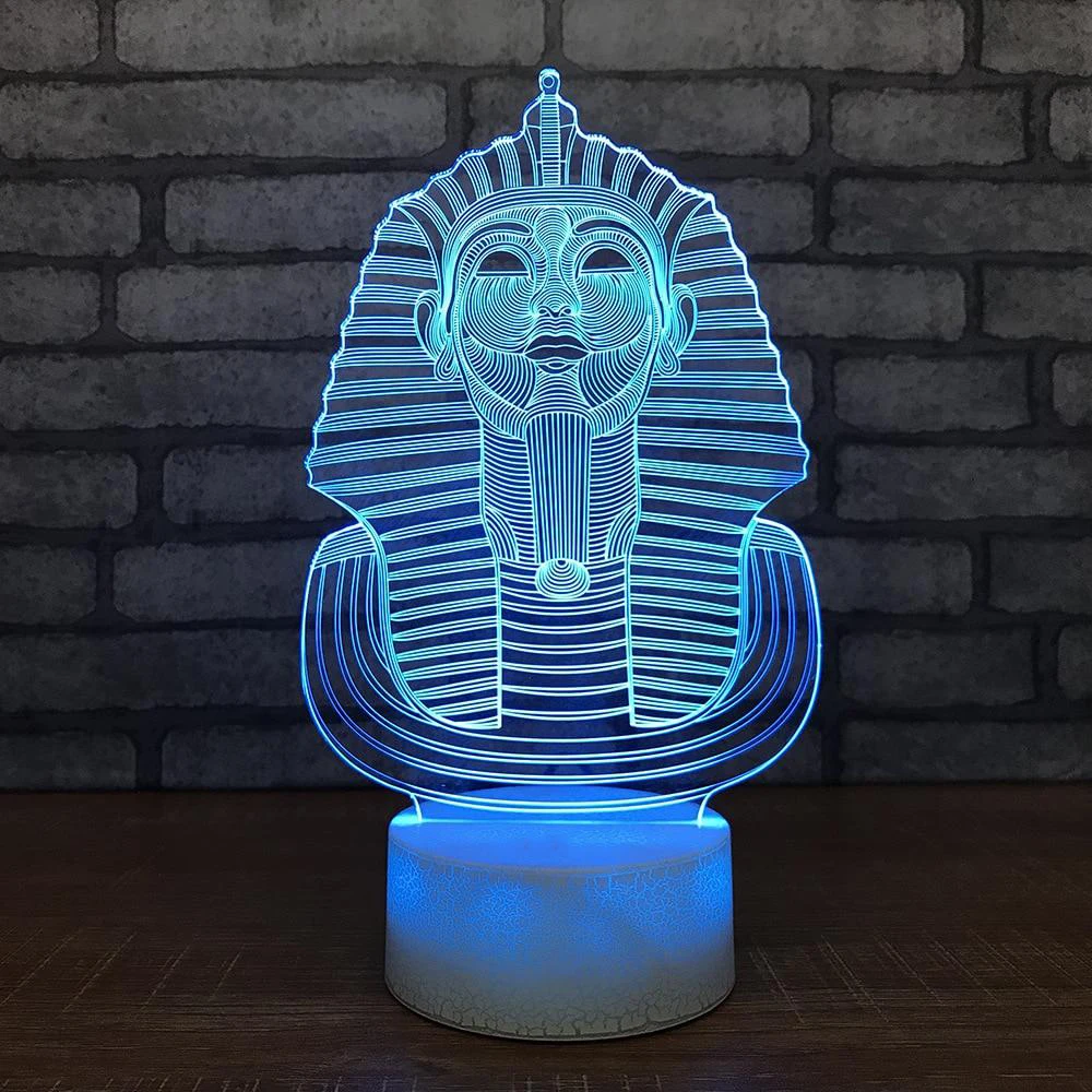 Прикроватный 3D светодиодный ночник Фараон египетская статуя светильник Usb 7