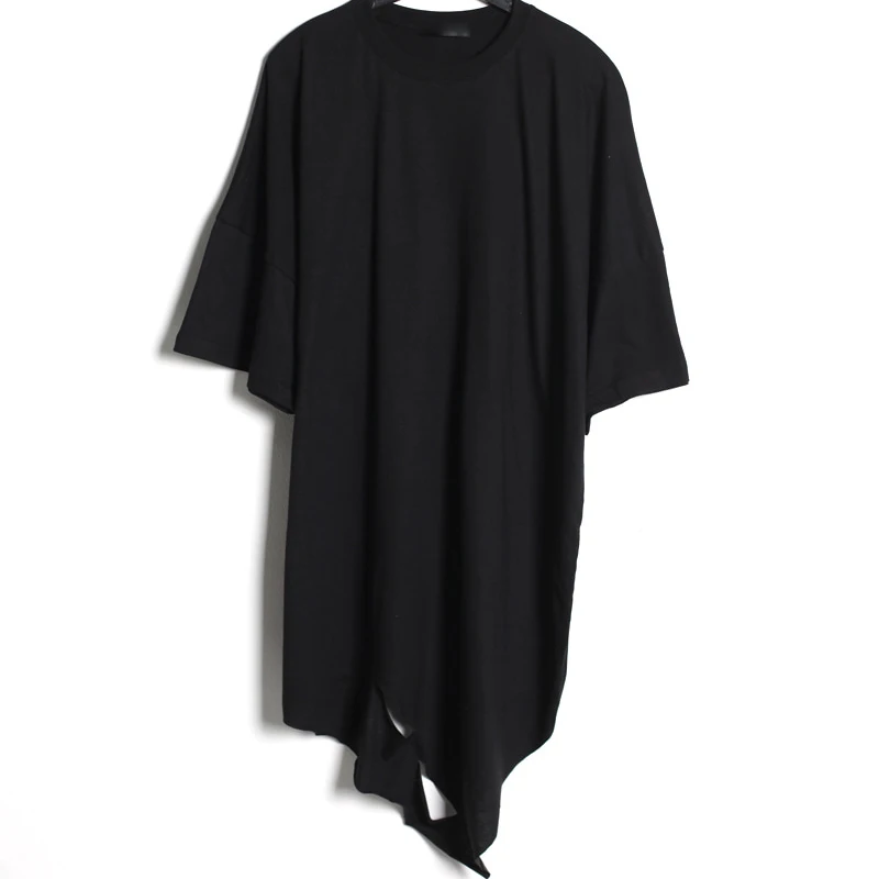 

Fashion Summer Men Long White T-Shirt Loose Men's Bottoming Top Male Short-Sleeved Shirts Irregular O-Neck Tees for Mens DS50679