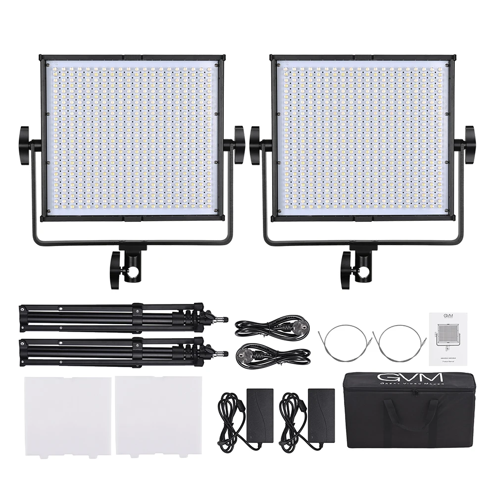 Двухцветный СВЕТОДИОДНЫЙ светильник GVM для видеосъемки 2 шт. Диммируемый