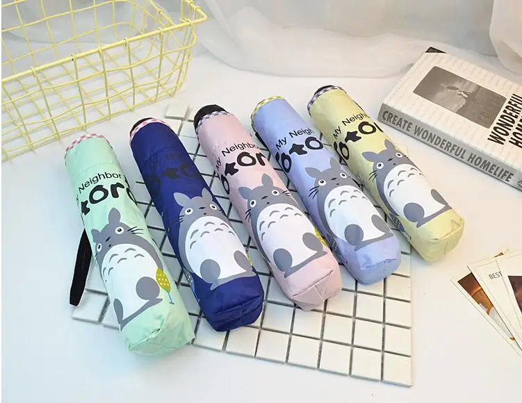 Креативный Зонт Totoro солнце и дождь рекламный мультяшный с котом 3 складных зонта