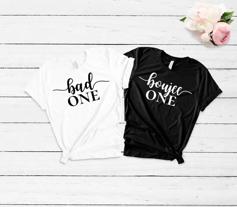 Skuggnas Новое поступление футболка Bad One Boujee рубашки для лучшего друга подходящие