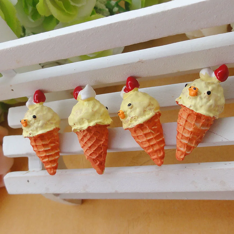 

10pcs/lot solid resin Bear ice cream cones 30*16mm mixed for crafts DIY home decoration
