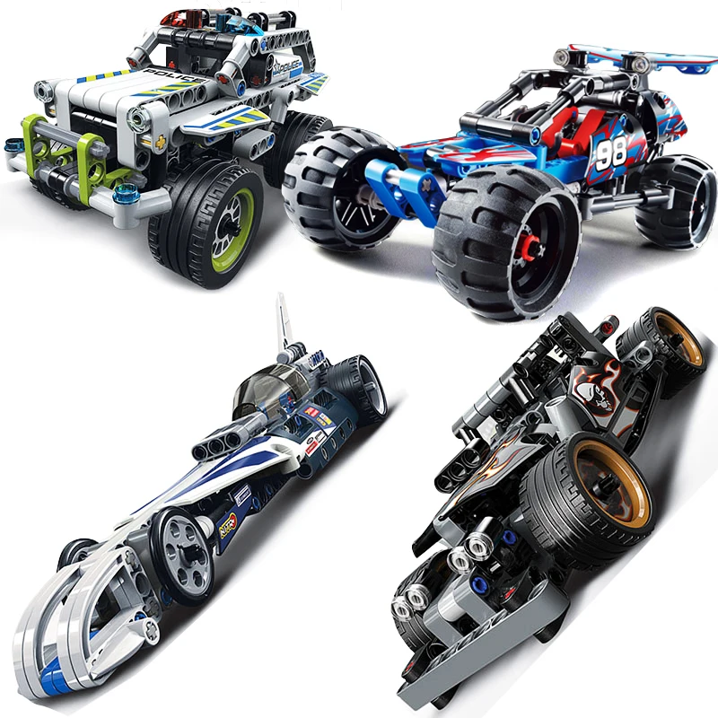Обновленная Совместимость Legoed Technic Trucks Pull Back Racer Car Moto Набор строительных блоков F1