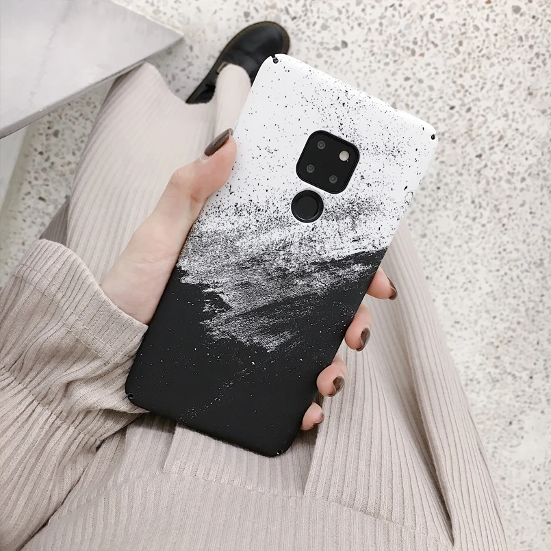 Fashion Hard Case For Huawei P20 P30 Pro Mate 20 Sand painting matte White Black PC Honor 8X 10 Back Cover Fundas |