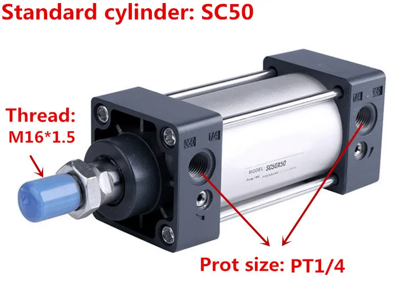 

Free shipping high-quality SC50 series bore 25mm to 1000mm stroke Standard cylinder air pneumatic cylinder