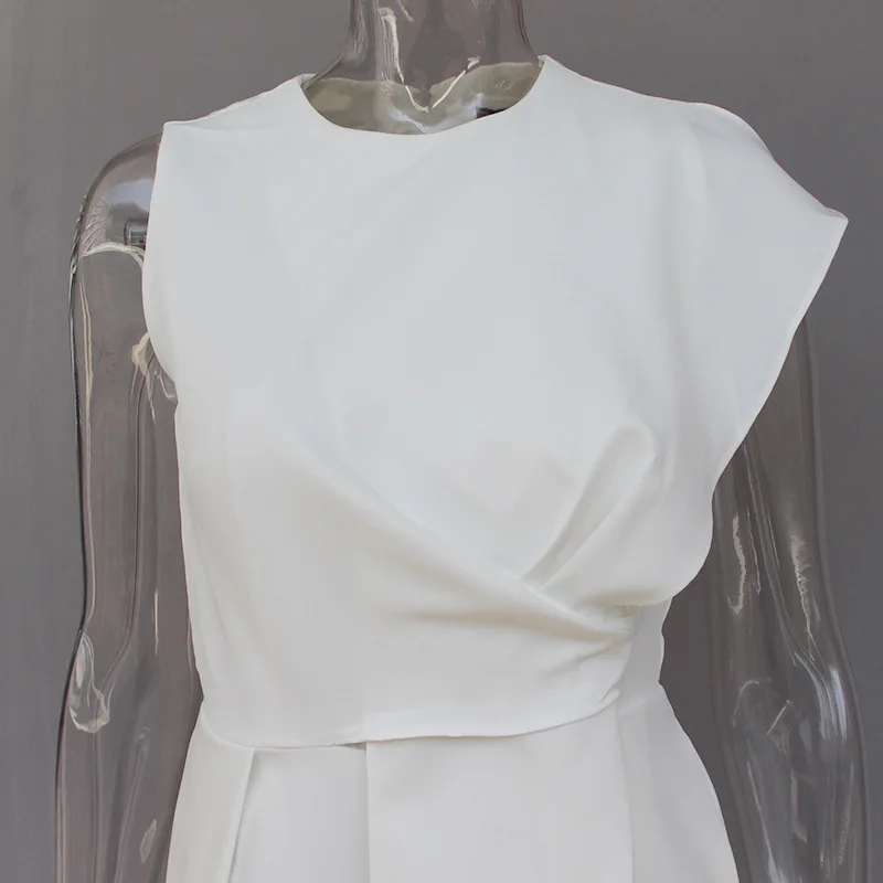 AIMENUNU белый комбинезон без рукавов Женская Лоскутная Туника с высокой талией до