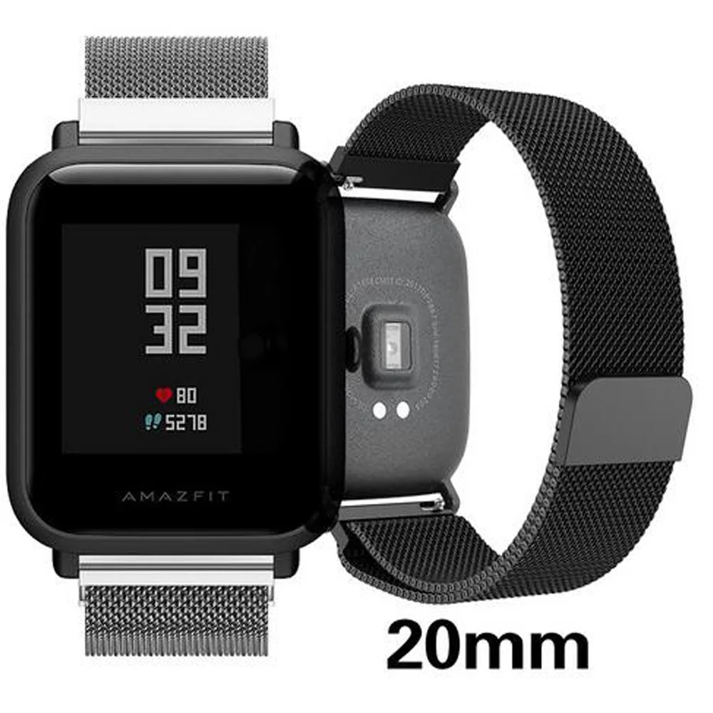 Xiaomi Amazfit BIp ремни металлический ремешок из нержавеющей стали браслет Huami Bip бит PACE
