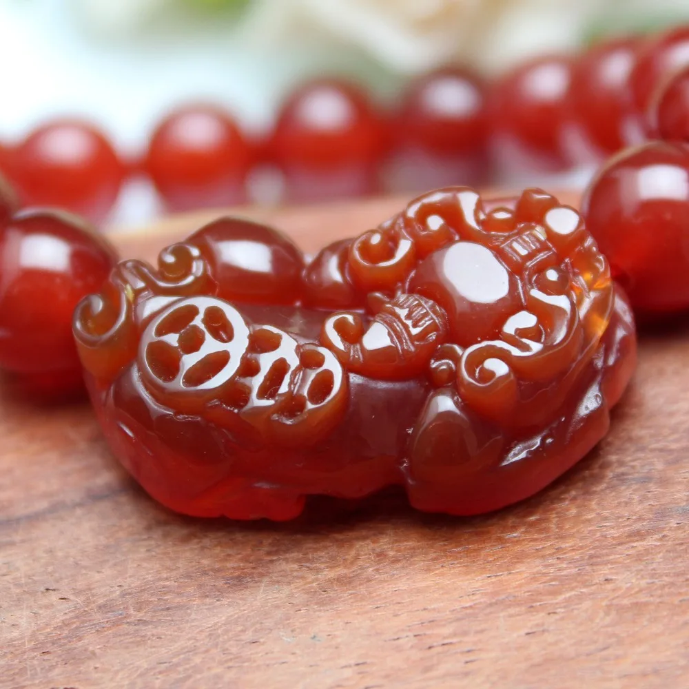 Новое поступление топ 100% браслет из натурального камня мужские Браслеты Lucky Pixiu с