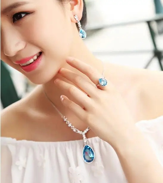Роскошные Кристаллы от кольца Swarovski женское кольцо бижутерия новый белого золота