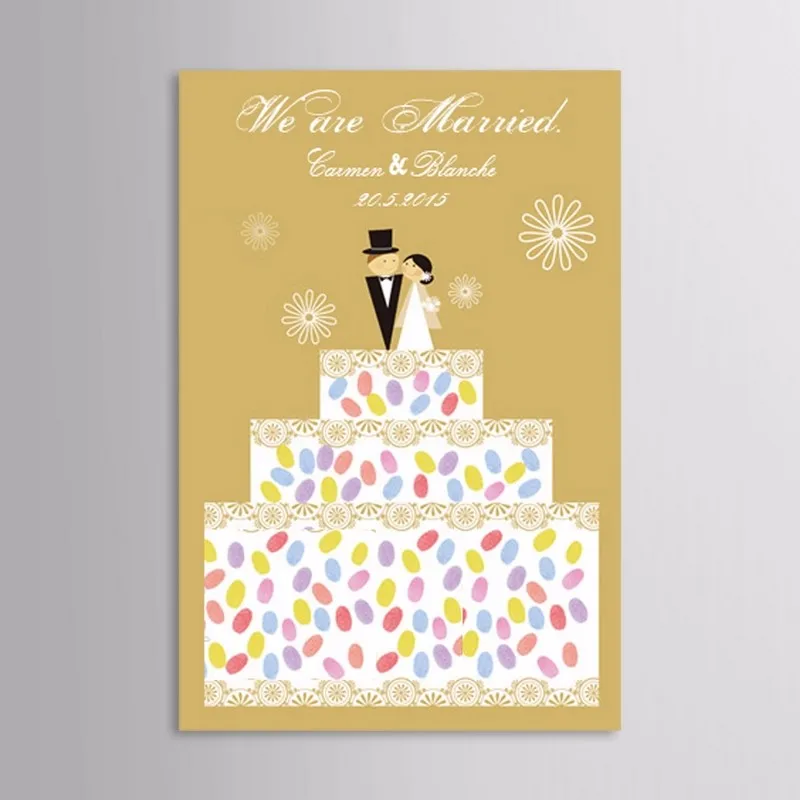 Холщовая картина с отпечатком пальца для свадебного торта платья вечеринки